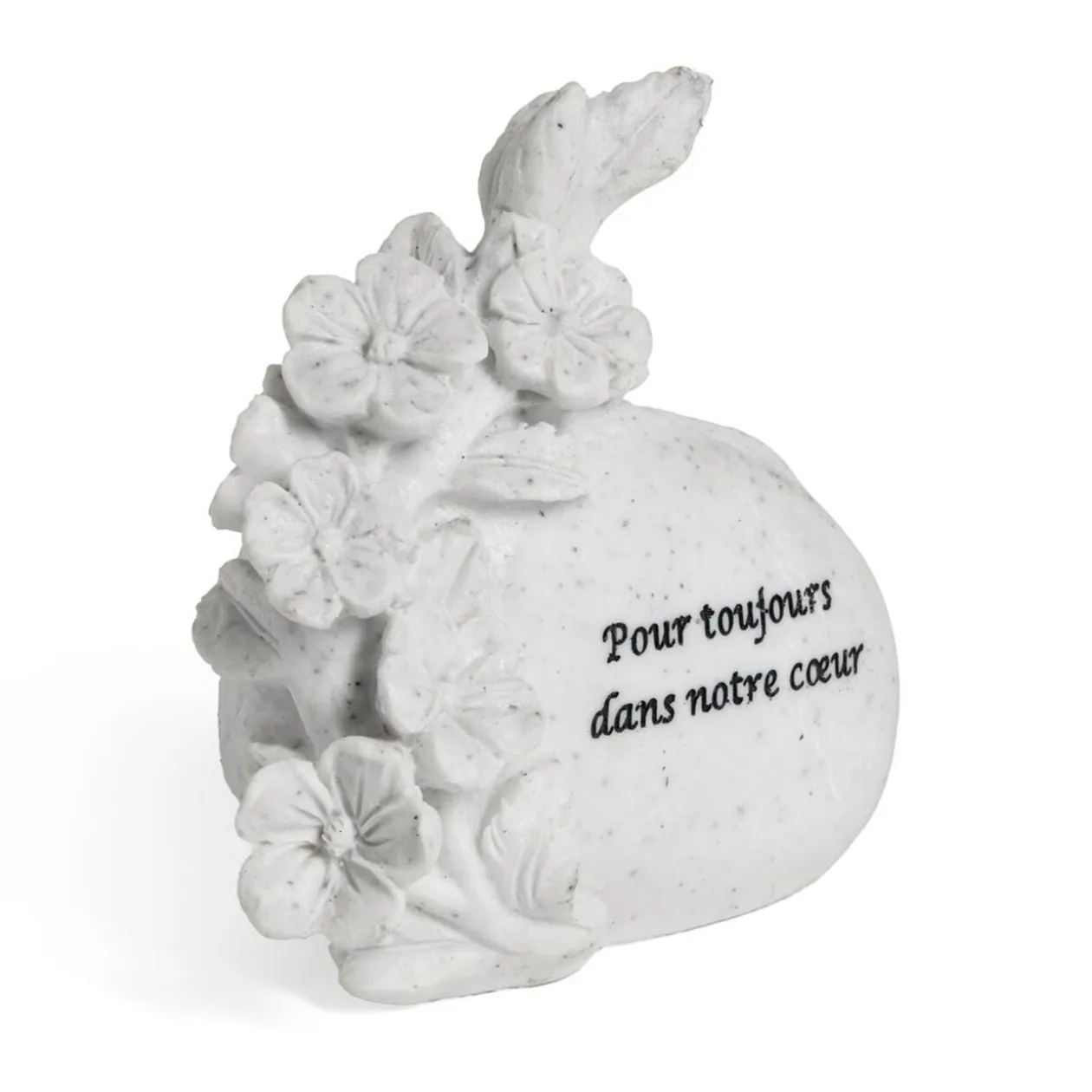 Pierre décor funéraire polyrésine "Pour toujours dans notre coeur" H9,5cm