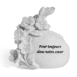 Pierre décor funéraire polyrésine "Pour toujours dans notre coeur" H9,5cm