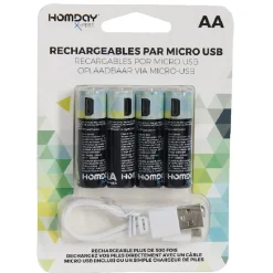 Pile rechargeable USB x4 < Gifi New