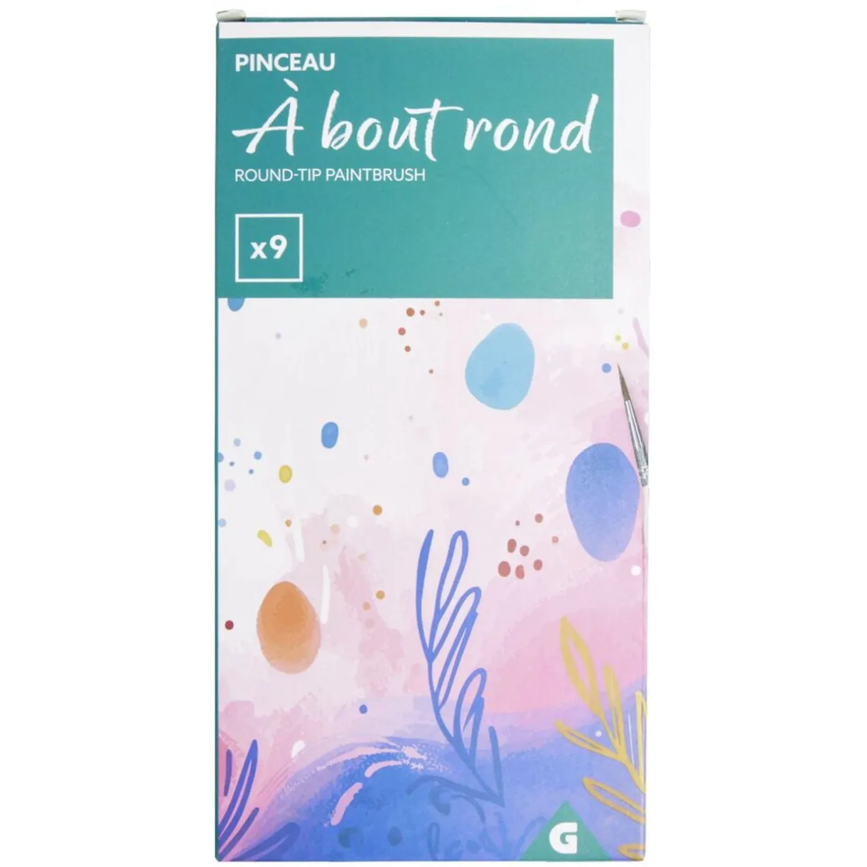Pinceaux à bout rond bois et nylon H20cm - 9 pièces < Gifi Discount