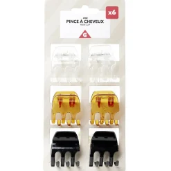 Pince à cheveux crabe x6 plastique L3,8cm (3 modèles) < Gifi Online