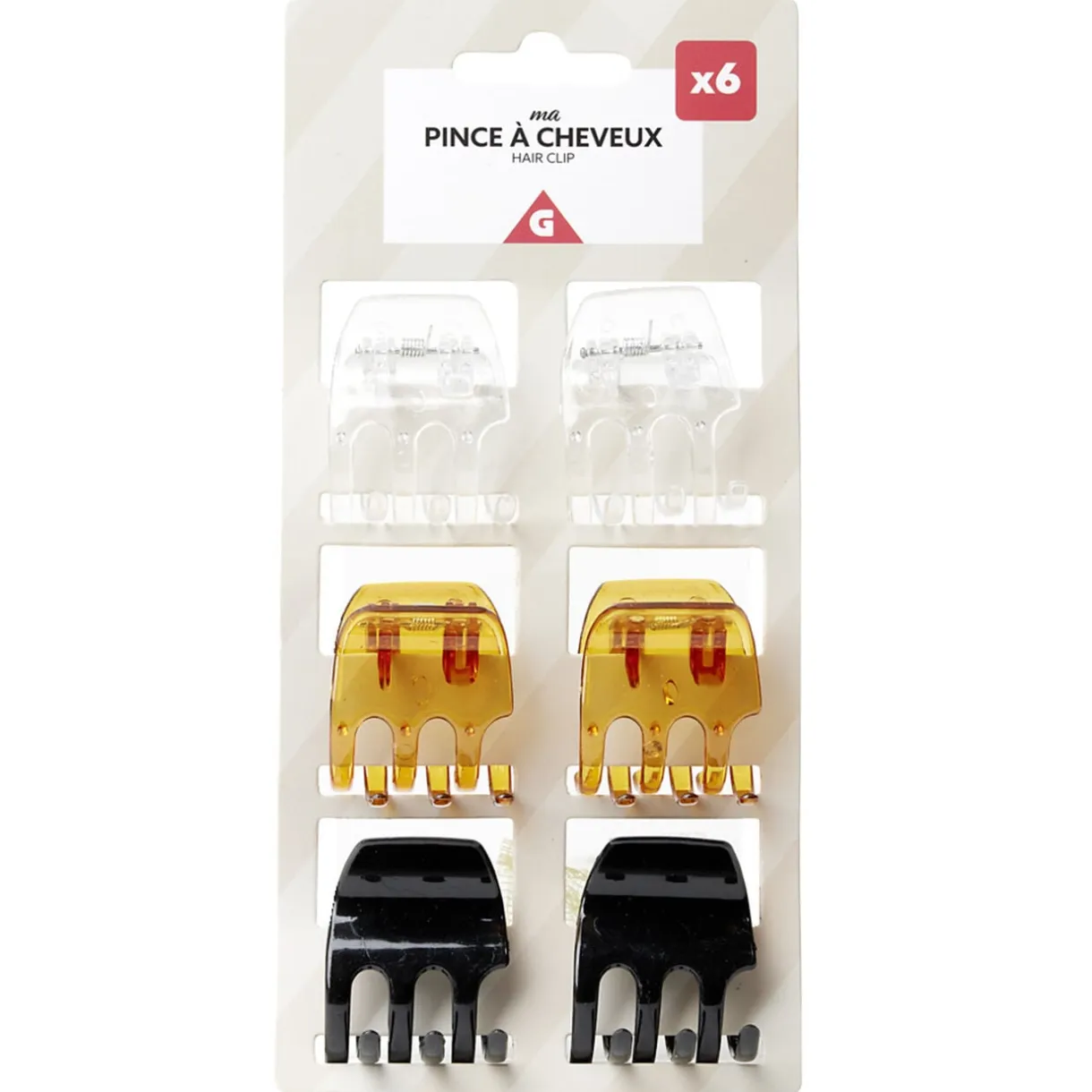 Pince à cheveux crabe x6 plastique L3,8cm (3 modèles) < Gifi Online