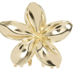 Pince cheveux fleur de tiaré métal doré Ø5cm