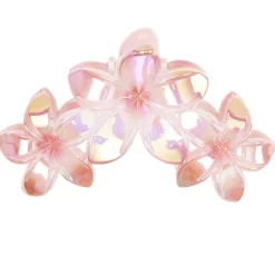 Pince cheveux fleur de tiaré plastique rose L16cm