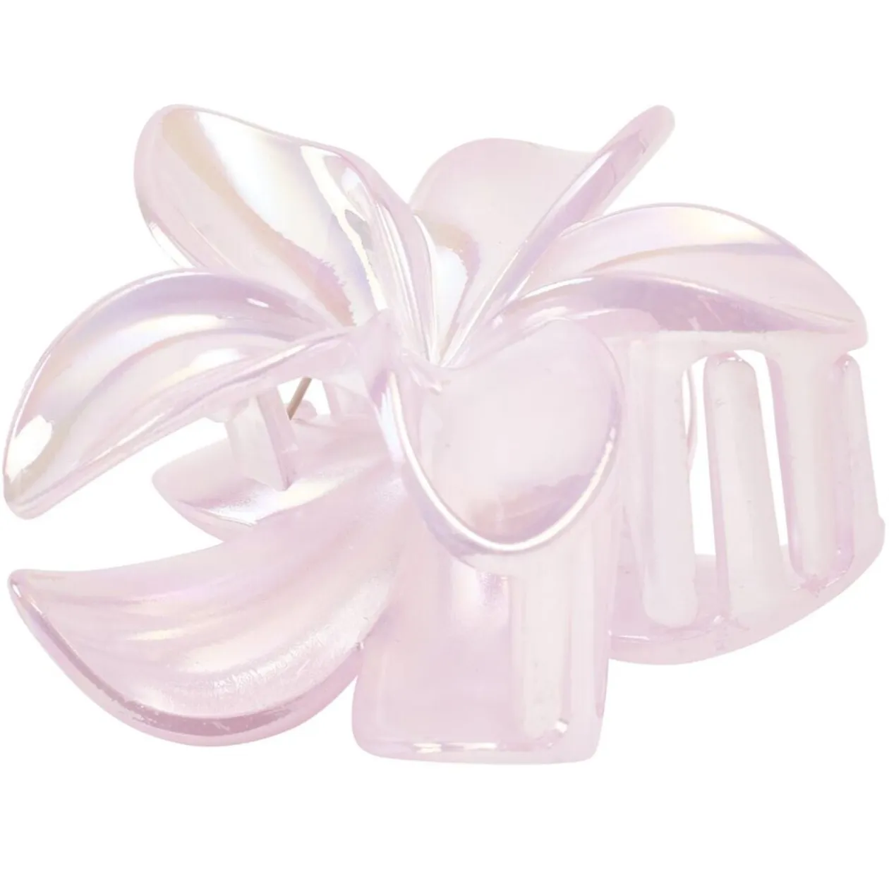 Pince cheveux fleur de tiaré plastique rose L10cm