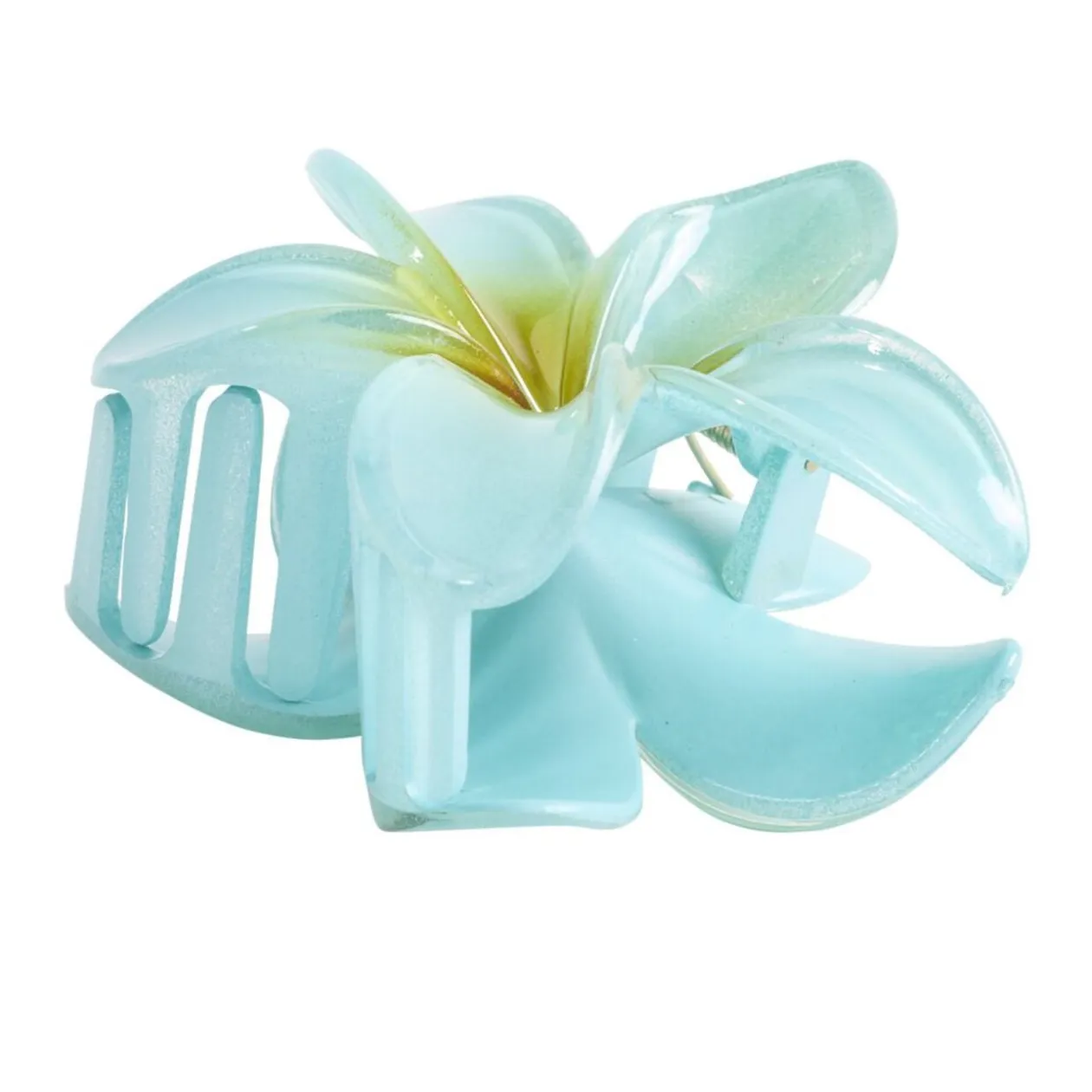 Pince à cheveux fleur hawaïenne plastique coloré Ø8cm (6 modèles)