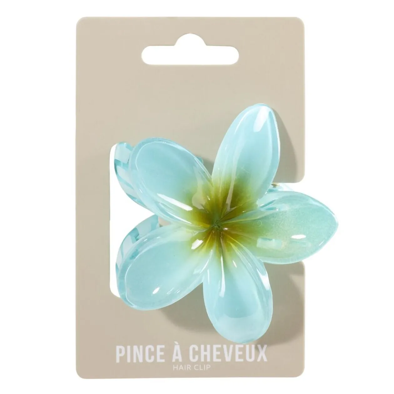 Pince à cheveux fleur hawaïenne plastique coloré Ø8cm (6 modèles)