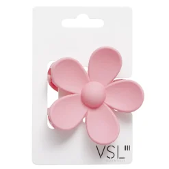 Pince à cheveux fleur plastique mat uni 7,5x4xH7cm (5 modèles)