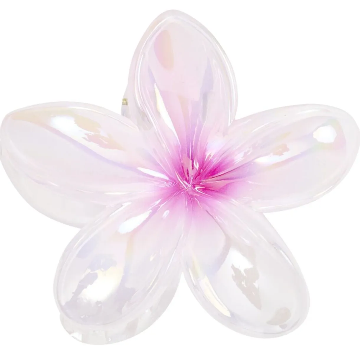 Pince cheveux fleur tiaré acrylique rose nacré 6x12cm < Gifi