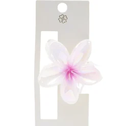 Pince cheveux fleur tiaré acrylique rose nacré 6x12cm < Gifi