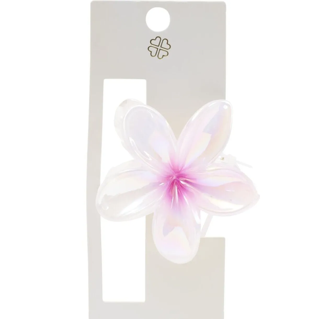 Pince cheveux fleur tiaré acrylique rose nacré 6x12cm < Gifi