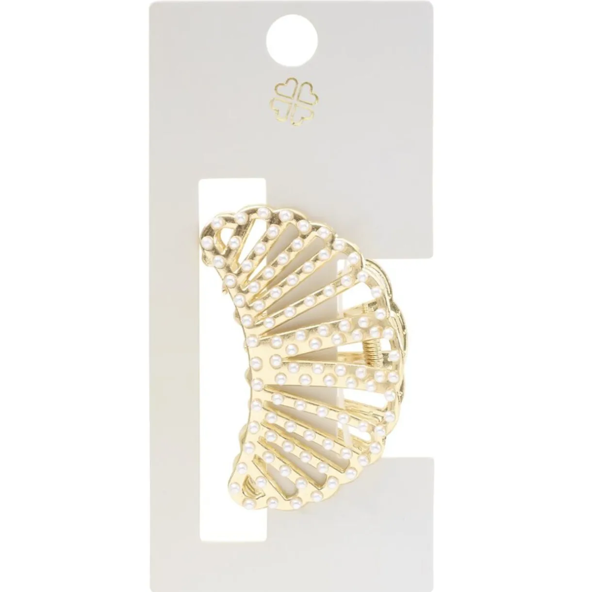 Pince cheveux forme coquillage avec perles métal doré L6cm < Gifi New