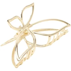 Pince cheveux papillon métal doré L13cm