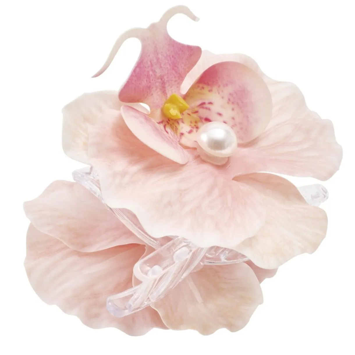 Pince cheveux plastique perle nacrée fleur orchidée rose L12cm < Gifi Discount