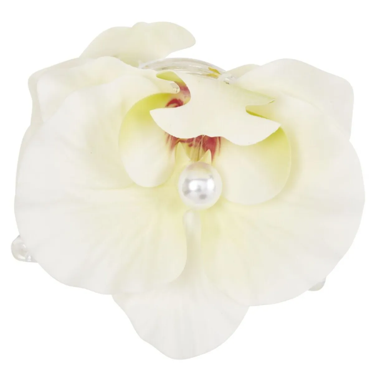 Pince cheveux plastique perle nacrée fleur orchidée jaune L12cm < Gifi Best