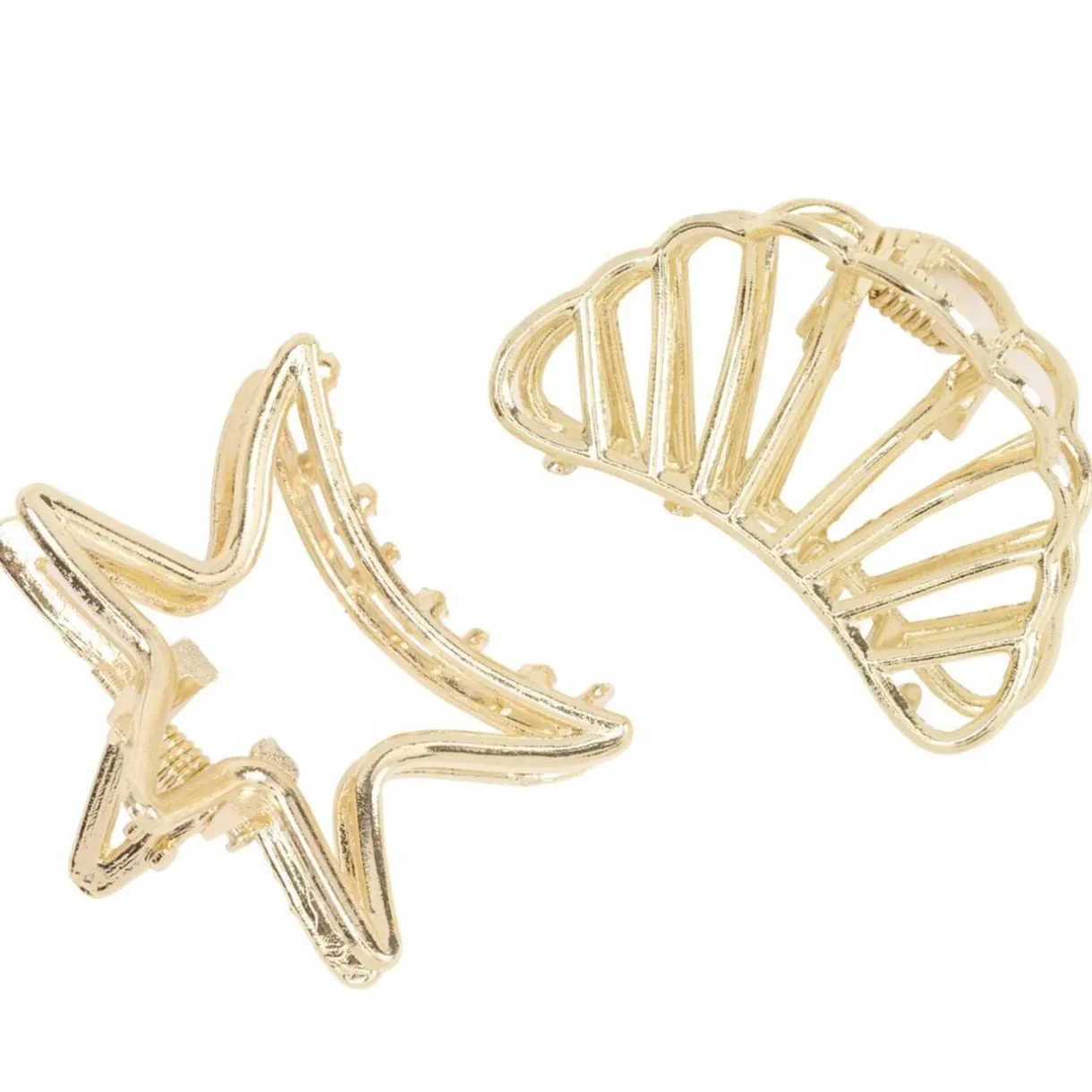 Pince cheveux x2 mini coquillage et étoile de mer métal doré L5cm < Gifi New