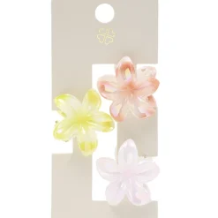 Pince cheveux x3 mini fleur de tiaré nacré plastique jaune rose orange L5cm < Gifi Online