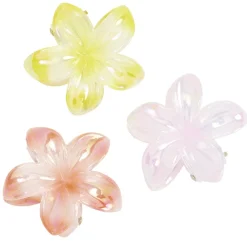 Pince cheveux x3 mini fleur de tiaré nacré plastique jaune rose orange L5cm < Gifi Online