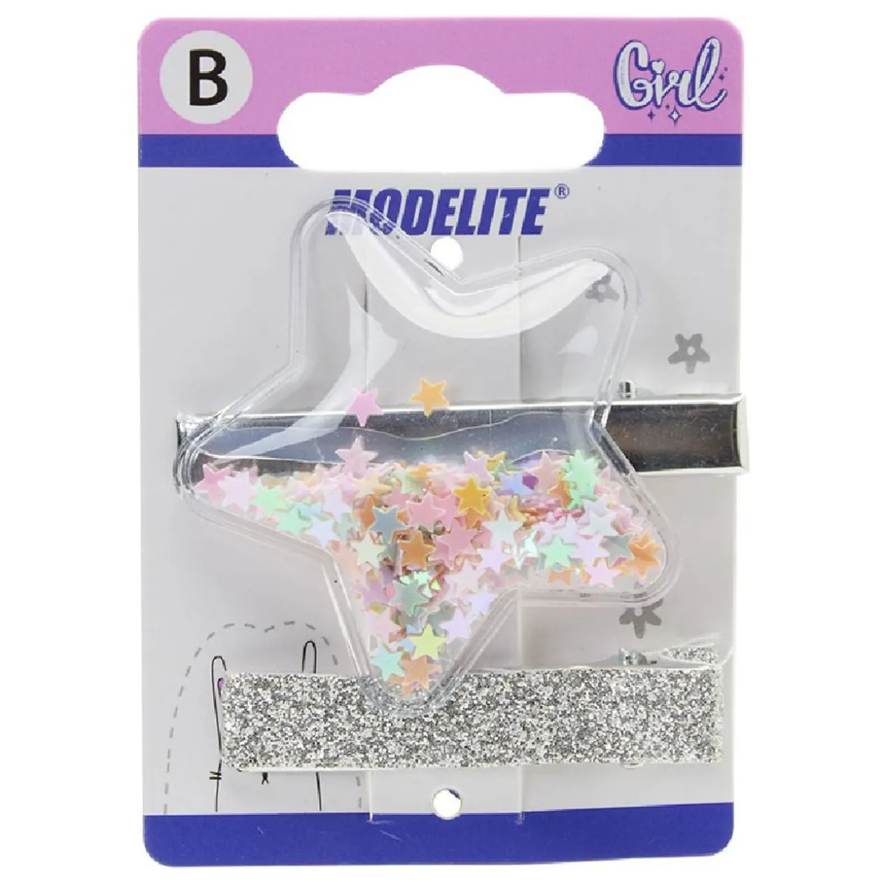 Pince crocodile décor pailleté x2
