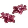 Pince crocodile motif étoile rose pailleté x2