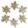 Pince de décoration flocon de neige doré x6