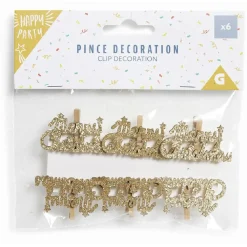 Pince de décoration flocon Merry Christmas doré x6 < Gifi Online