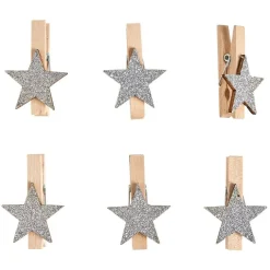 Pince en bois avec décor étoile x6 < Gifi Clearance