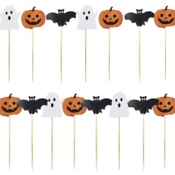 Pique apéritif Halloween x20 bambou papier designs assortis