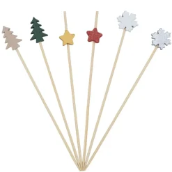 Pique apéritive X20 pcs en bambou L21X12X2 cm (3 designs assortis)