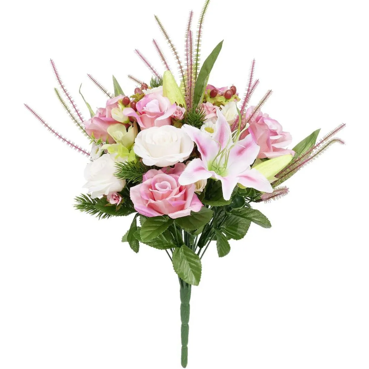 Pique fleur artificielle rose et lys Ø32xH40cm < Gifi Discount