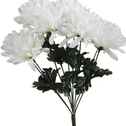 Piquet chrysanthème H44 cm blanc - Fleur artificielle 9 têtes