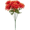 Piquet chrysanthème H44 cm orange - Fleur artificielle 9 têtes