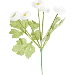Piquet de 5 Chrysanthèmes blanches ouvertes en polyéthylène