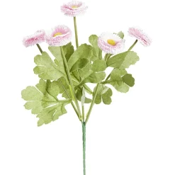 Piquet de 5 Chrysanthèmes roses ouvertes en polyéthylène