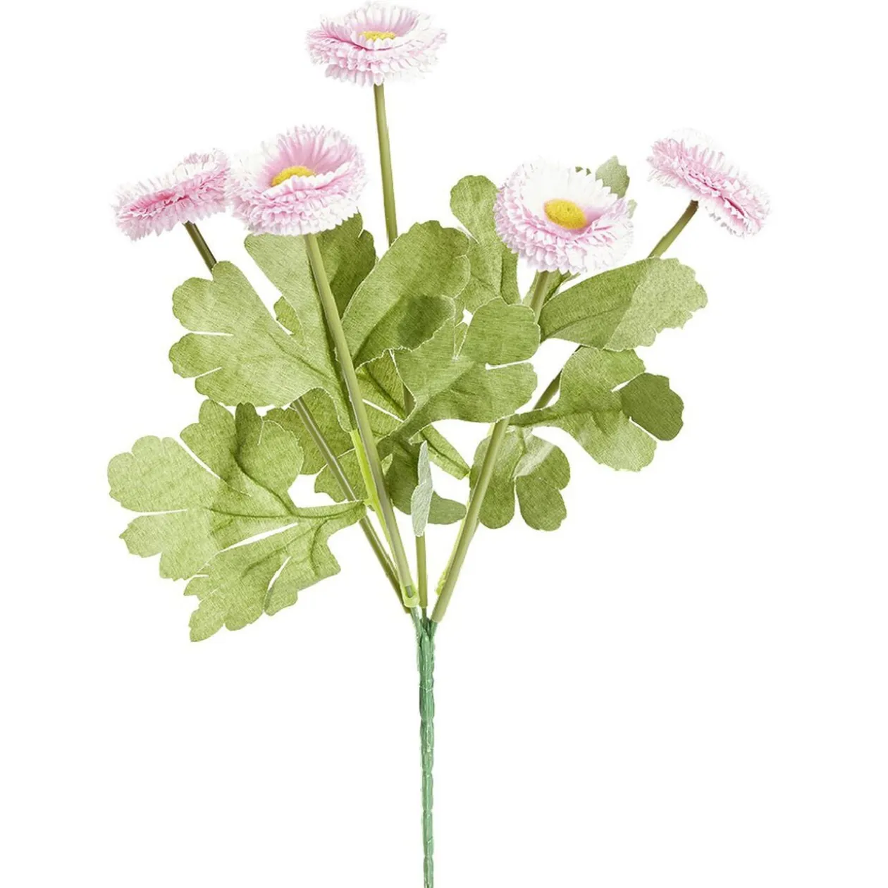 Piquet de 5 Chrysanthèmes roses ouvertes en polyéthylène