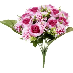 Piquet de rose et chrysanthème bouquet fleur artificielle H42cm < Gifi Best