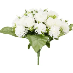 Piquet de rose et chrysanthème blanc bouquet fleur artificielle H42cm