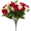 Piquet de rose lys pivoine paquerette rouge fleur artificielle H43cm