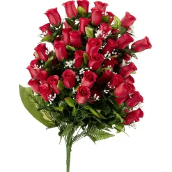 Piquet de rose rouge 72 têtes bouquet fleur artificielle Ø40xH67cm < Gifi Hot