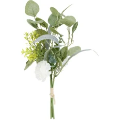 Piquet fleur artificielle et eucalyptus Ø15xH37cm blanc
