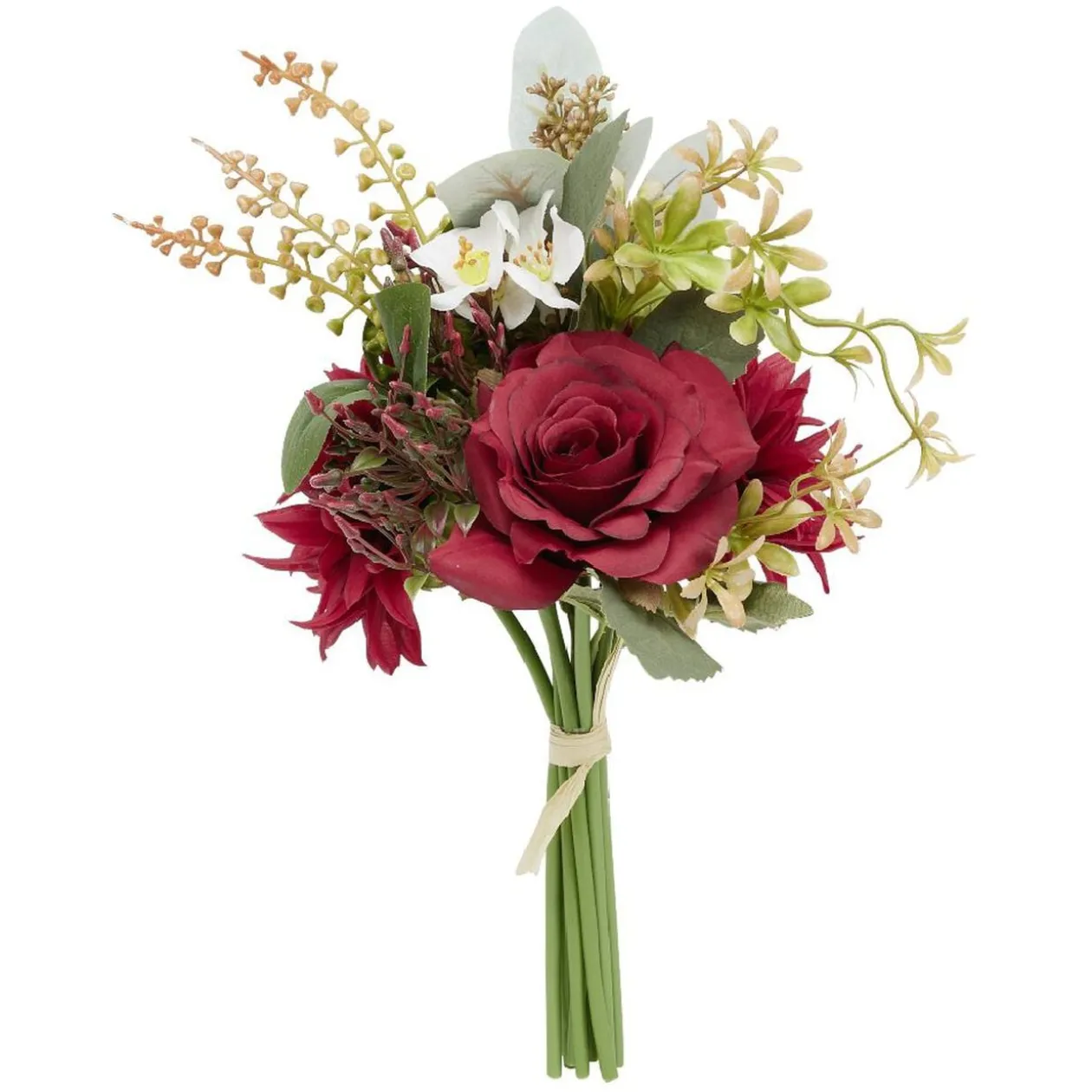 Piquet fleur artificielle H38cm rouge et blanc