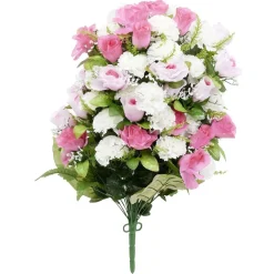 Piquet fleur artificielle rose et hortensia blanc rose < Gifi
