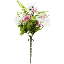 Piquet pâquerette H27 cm blanc rose - Fleur artificielle 22 têtes