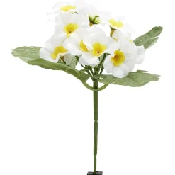 Piquet primevères artificielles 15 têtes H9 cm blanc
