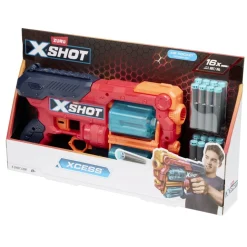 Pistolet à fléchettes x16 Zuru Xshot Xcess plastique rouge et bleu