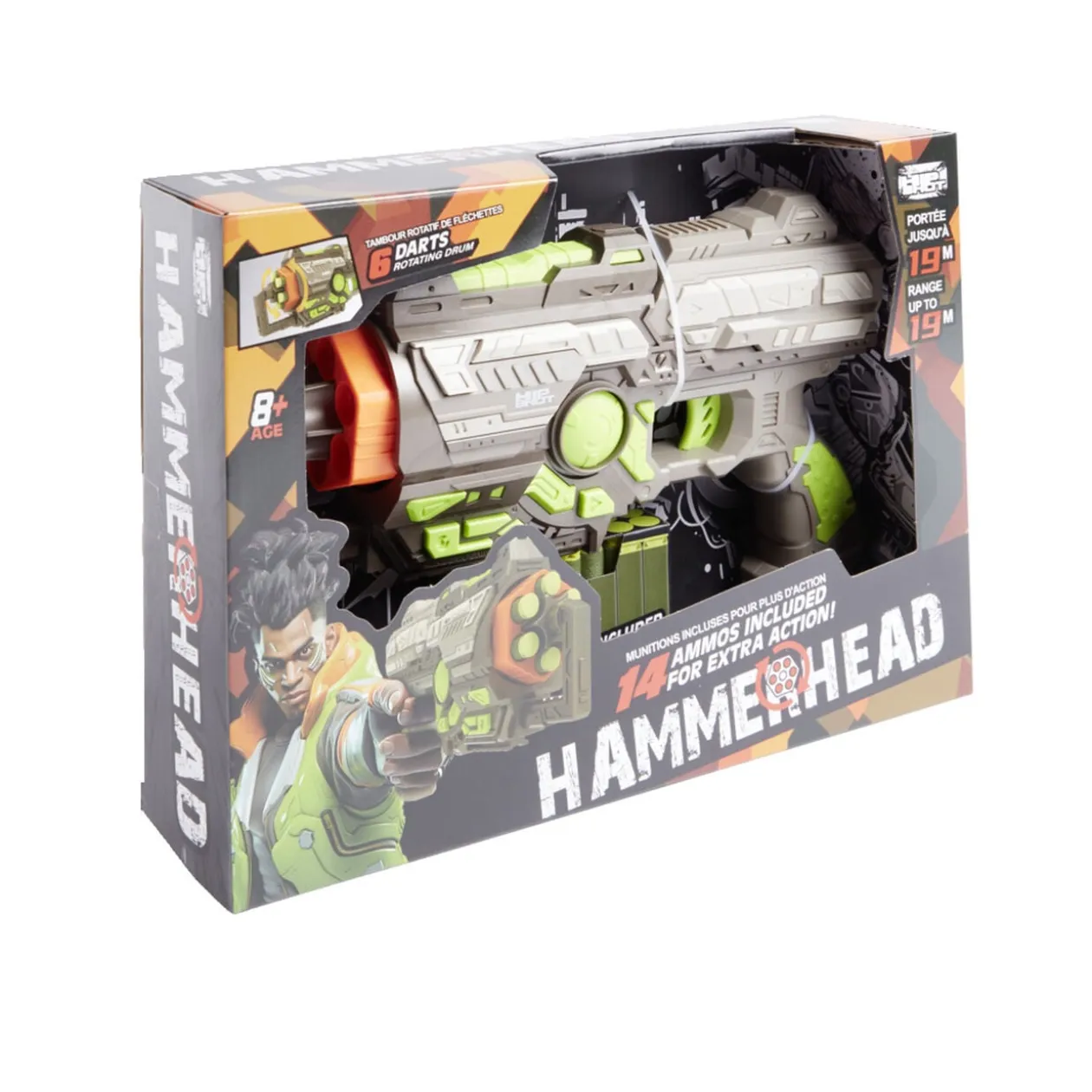 Pistolet rotatif avec 6 flechettes