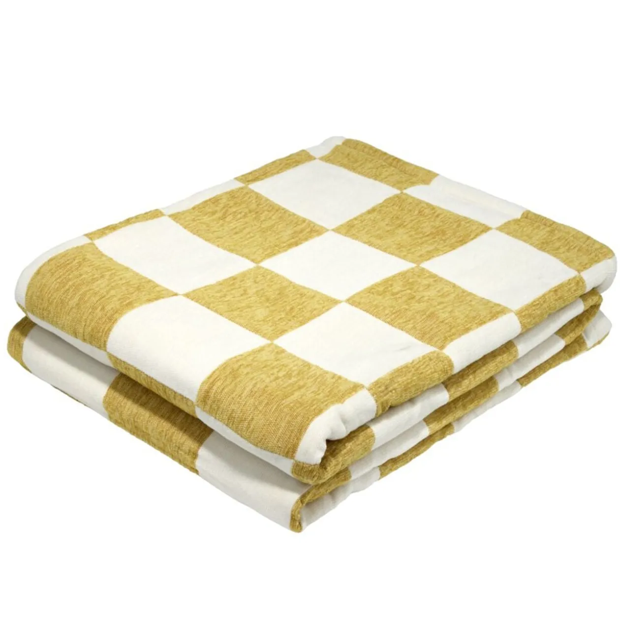 Plaid chenille motif damier bicolore 127x152cm (2 modèles)