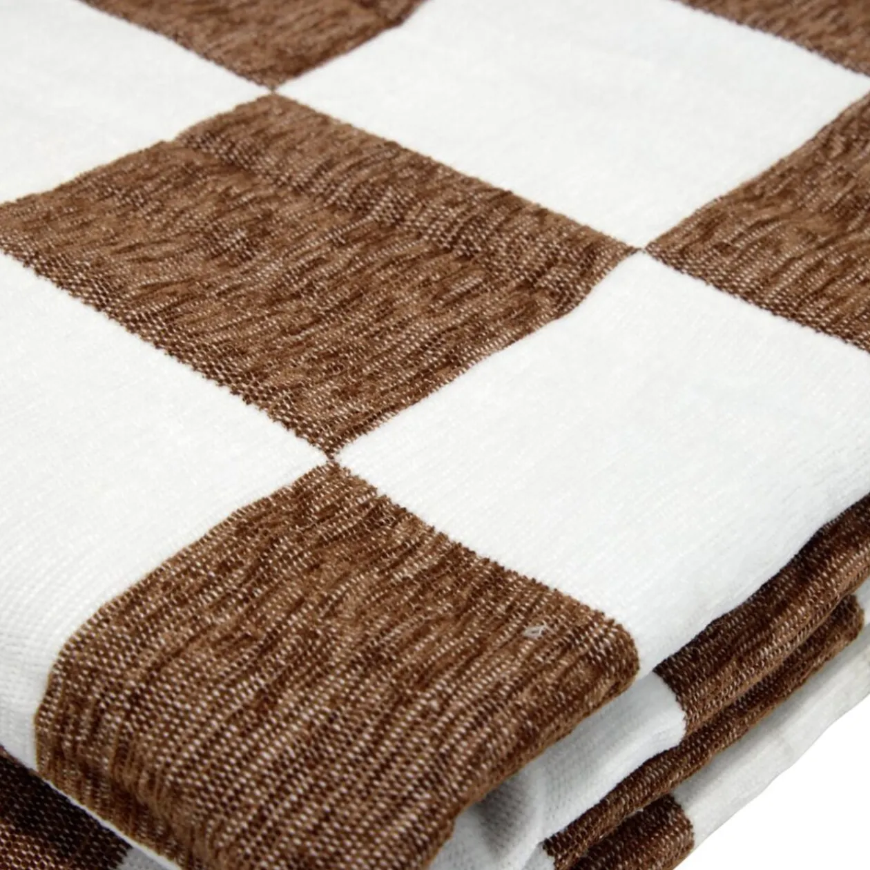 Plaid chenille motif damier bicolore 127x152cm (2 modèles)