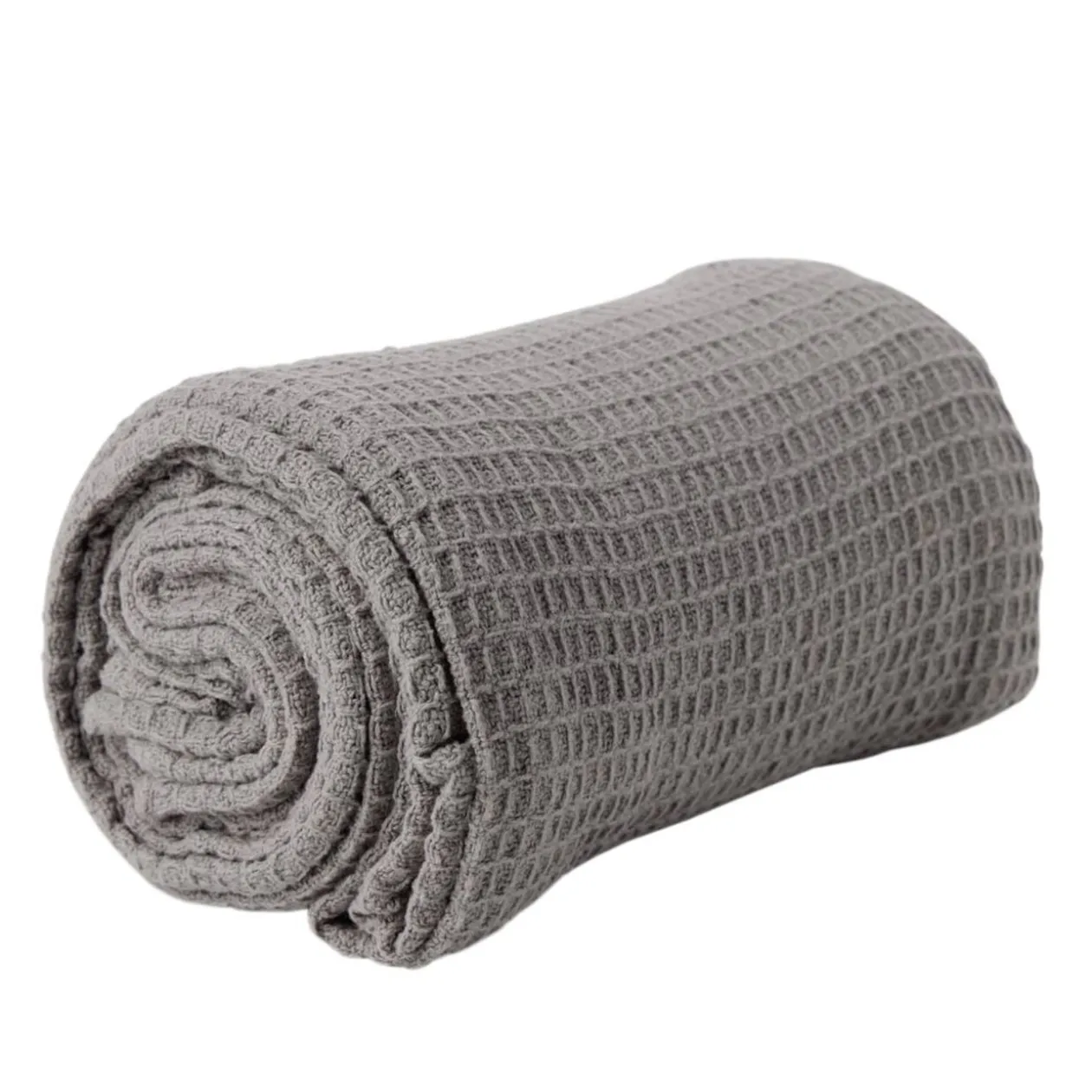 Plaid coton gaufré 130x160cm gris