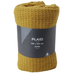 Plaid coton gaufré 130x160cm jaune < Gifi